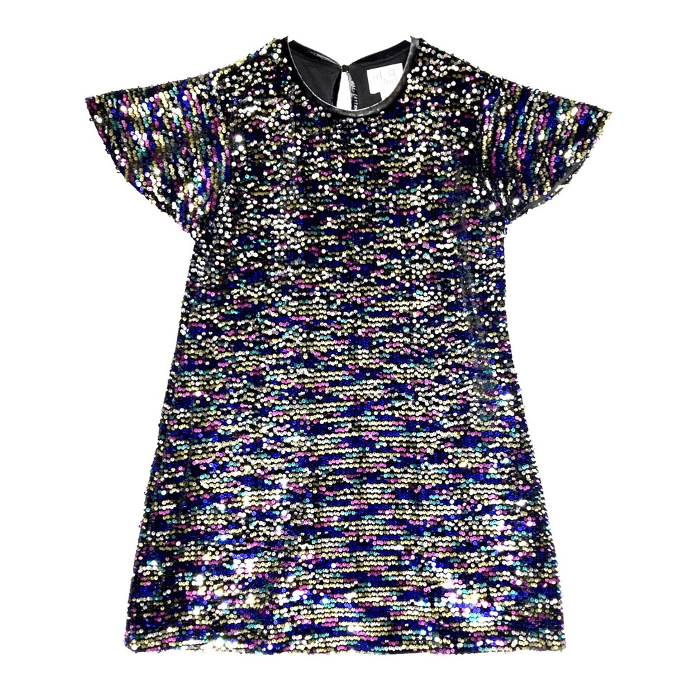 Sequins Colorful Planet Flutter‎ Sleeve Mini Party Dress XXL 2XL 18 20 Plus